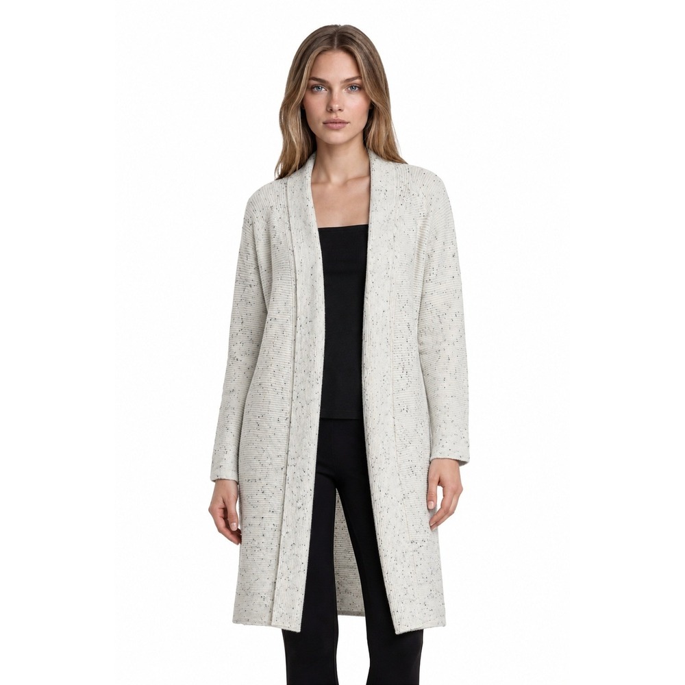 Haven Well Within Cardigan Sweater Women's Size XS Ivory Flecked Ribbed Open